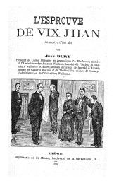 L'esprouve dè vix J'han | Bury, Jean (1867-1918) - Ecrivain de langue wallonne. Author