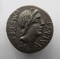 Romeinse Munt, Rome, 96 v. Chr. (onzeker) | C. Publicius Malleolus, A Postumius S.f. Albinus, L Metellus. Heerser