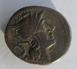Monnaie romaine, Rome, 128 v. ChrRomeinse Munt, Rome, 128 v. Chr | T. Cloelius. Souverain