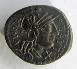 Monnaie romaine, Rome, 124 v. ChrRomeinse Munt, Rome, 124 v. Chr | Q. Fabius Labeo. Heerser