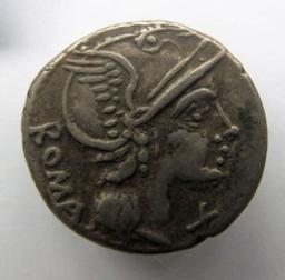 Monnaie romaine, Rome, 109-108Romeinse Munt, Rome, 109-108 | L. Flaminius Chilo. Ruler