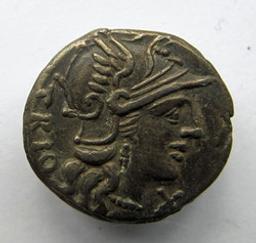 Romeinse Munt, Rome, 136 v. Chr | Cn. Lucretius Trio. Heerser