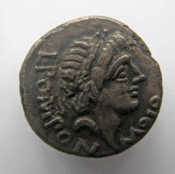 Romeinse Munt, Rome, 97 v. Chr.? | L. Pomponius Molo. Heerser
