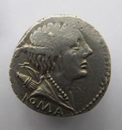 Monnaie romaine, Rome, 96 v. Chr. (onzeker)Romeinse Munt, Rome, 96 v. Chr. (onzeker) | A. Postumius A.f. S.n. Albinus. Souverain