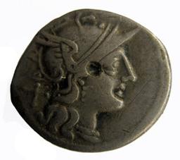 Monnaie romaine, Rome, 155 v. Chr | Sextus Atilius. Ruler