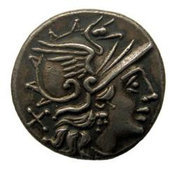 Romeinse Munt, Rome, 149 v. Chr | Pinarius Natta?. Heerser