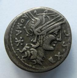 Monnaie romaine, Rome, 116-115Romeinse Munt, Rome, 116-115 | M. Sergius Silus. Ruler