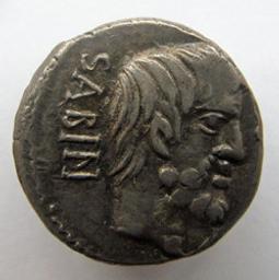 Monnaie romaine, Rome, 89 v. ChrRomeinse Munt, Rome, 89 v. Chr | L. Titurius L.f. Sabinus. Heerser