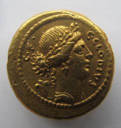 Monnaie romaine, Rome, 41 v.ChrRomeinse Munt, Rome, 41 v.Chr | C. Clodius C.f. Vestalis. Ruler