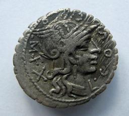 Monnaie romaine, Rome, 118 v. ChrRomeinse Munt, Rome, 118 v. Chr | L. Cosconius. Ruler