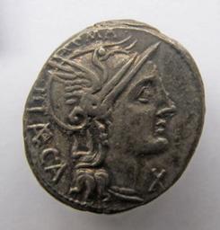 Monnaie romaine, Rome, 110-109 | P. Porcius Laeca. Ruler
