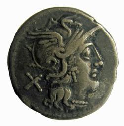 Monnaie romaine, Rome, 154 v. Chr | C. Scirbonius. Souverain