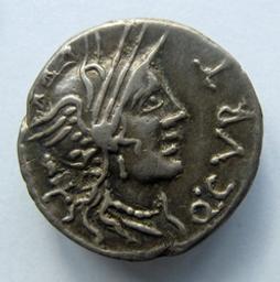 Monnaie romaine, Rome, 116-115Romeinse Munt, Rome, 116-115 | Q. Curtius. Ruler