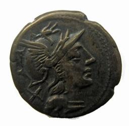 Romeinse Munt, Rome, 155 v. Chr | Pinarius Natta?. Heerser