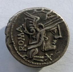 Monnaie romaine, Rome, 127 v. ChrRomeinse Munt, Rome, 127 v. Chr | M. Caecilius Q.f. Q.n. Metellus. Souverain
