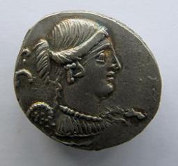 Monnaie romaine, Rome, 46 v.ChrRomeinse Munt, Rome, 46 v.Chr | T. Carisius. Heerser
