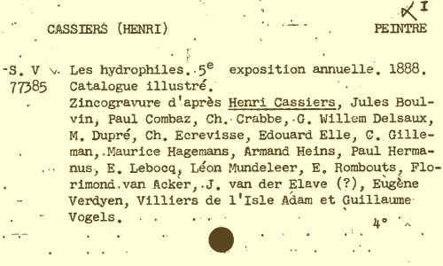 Les hydrophiles | Cassiers, Henri (1858-1944) - peintre et graveur. Artiest