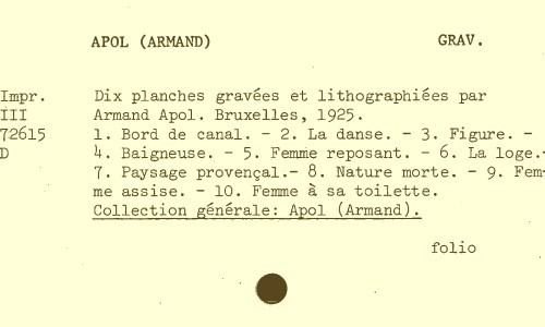 Dix planches gravées et lithographiées | Apol, Armand (Adrien Marie) (1879-1950) - peintre et graveur belge. Graveur