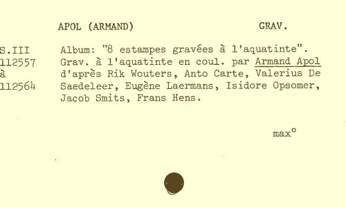 Album "8 estampes gravées à l'aquatinte" | Apol, Armand (Adrien Marie) (1879-1950) - peintre et graveur belge. Graveur
