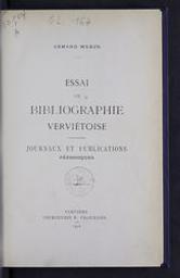Essai de bibliographie verviétoise | Weber, Armand (1844-1918) - Opticien, lithographe Verviétois