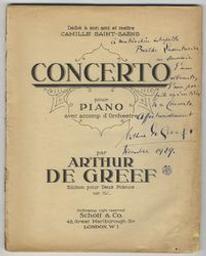 Concerto pour piano avec accompagnement d'orchestre | De Greef, Arthur (1862-1940)