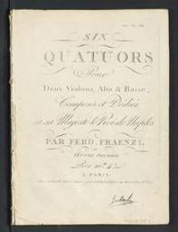 Six quatuors | Fraenzl, Ferdinand