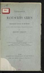Catalogue des manuscrits grecs de la Bibliothèque royale de Bruxelles et des autres bibliothèques publiques de Belgique | Omont, Henri (1857-1940). Auteur
