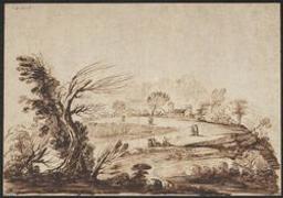 Italiante landscape with figures | Il Falsario (active second half eighteenth century). Artiest