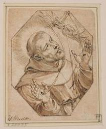 Saint Francis receiving the stigmata | Wierix, Hieronymus (Antwerp, 1553 - 1619). Toegeschreven aan