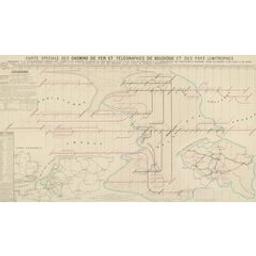 Carte spéciale des chemins de fer et télégraphes de Belgique et des pays limitrophes | Masui, Jean-Baptiste - (1798-1860)