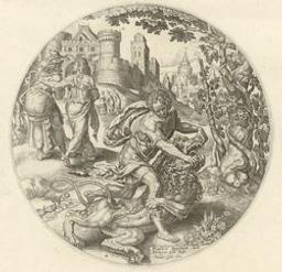 Samson rending the lion | van Heemskerck, Maerten (1498-1574). Artiest