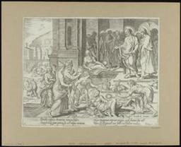 The Death of Sapphira | Galle, Theodoor (1571-1633) - graveur en drukker. Redacteur / Bezorger / Tekstuitgever