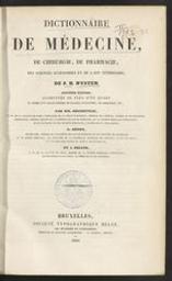 Dictionnaire de médecine, de chirurgie, de pharmacie, des sciences accessoires et de l'art vétérinaire | Nysten, Pierre-Hubert (1771-1818). Auteur