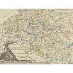 Carte des routes et distances d'une ville à l'autre des cy devant Pays-Bas autrichiens, pays de Liège et de Stavelo, qui composent neuf départemens réunis à la république française | Oudiette, Charles (flor. 1794-1814)