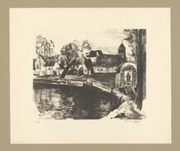 Paysage à Eikenvliet | Apol, Armand (Adrien Marie) (1879-1950) - peintre et graveur belge. Lithograaf