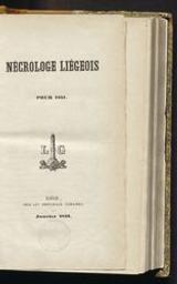 Nécrologe liégeois pour 1851-1864 | Capitaine, Ulysse (1828-1871). Auteur
