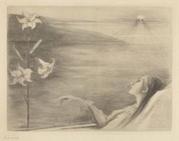 Les lys de Monteraine | Danse, Louise (1867-1948) - peintre et graveur belge. Engraver