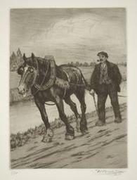 Cheval de hâlage | De Busschere, Constant Eugène (1876-1951) - peintre et graveur. Graveur