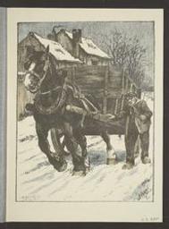 En hiver [charette tirée par un cheval] | De Busschere, Constant Eugène (1876-1951) - peintre et graveur. Lithograaf