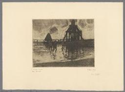 At high tide | Baseleer, Richard (Anvers, 1867 - Genève, 1951) - peintre et graveur ; élève de Verlat ; professeur à l'I.S.B.A. d'Anvers, surnommé ""le peintre du Bas-Escaut"". Aquafortiste