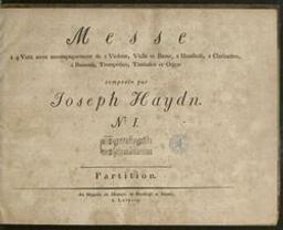 Messe à 4 voix composée par Joseph Haydn | Haydn, Joseph (1732-1809) - Austrian composer. Typograaf