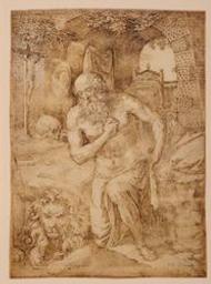 The penitence of Saint Jerome | Wierix, Johannes (1549-ca 1620). Artiest