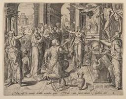 The sacrifice at the altar of Apollo | Furnius, Pieter Jalhea (ca. 1545 - ca. 1625). Graveur