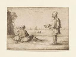 Two travellers in front of an open sea | Neyts, Gillis (Gand, 1623 - 1687). Artist