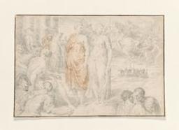 Mythological scene with a battle scene in the background | Van Diepenbeeck, Abraham (1596-1675). Copiste d'art
