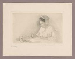 Jeune fille dessinant (Louise Danse) | Danse, Auguste (1829-1929) - graveur belge. Engraver