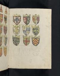 [Recueil d’armoiries, de différents pays de l’Europe, des chevaliers de l’ordre de la Toison d’or créés en 1473, de familles du Hainaut, de l’Artois et de la Bourgogne ainsi que les peintures des quartiers de divers notables personnages] | Goethals, Félix-Victor (1797/99-1872) - historien et généalogiste belge. Vorige eigenaar