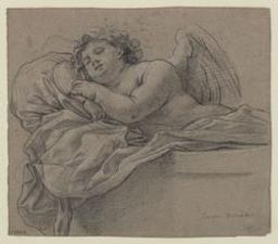 Sleeping angel; verso: study of a female figure | Dorigny, Michel (1616/17-1665). Illustrator