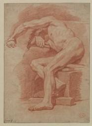 Academy study of a male nude | Jouvenet, Jean-Baptiste (Rouen, 1644 - Paris, 1717) - peintre d'histoire et de portraits ; fils de Laurent Jouvenet le jeune. Illustrator