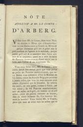 Note adressé a Mr. le Comte d'Arberg. Vous dites Mr. le Comte, dans votre Note en réponse à l'Essai sur l'administration de Son Excellence le Comte de Murray ... quand on a entre les mains des preuves irrefragables d'avoir mérité non la haine mais l'estime de ses concitoyens | La Vérité (c. 1791) - reine du ciel & de la terre. Ontvanger